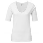 Yaya round v-neck top off white