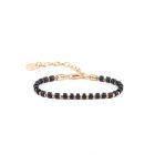 Pig & hen brontide armband 4mm black agate | gold