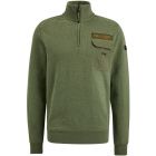 Pme Legend half button/zip collar rib sweat green