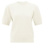 Yaya cable round neckline sweater chalk white