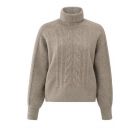 YAYA turtle neck cable sweater ls dark sand