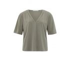 YAYA t-shirt with tape neckline modal army green