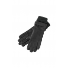 Yaya leather gloves with knitted cufs black