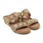 Lazamani Beige Mules two Straps Beads Wedge