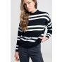 Yaya block stripe sweater high neckline black