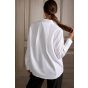 Yaya woven blouse w. black detail pure white