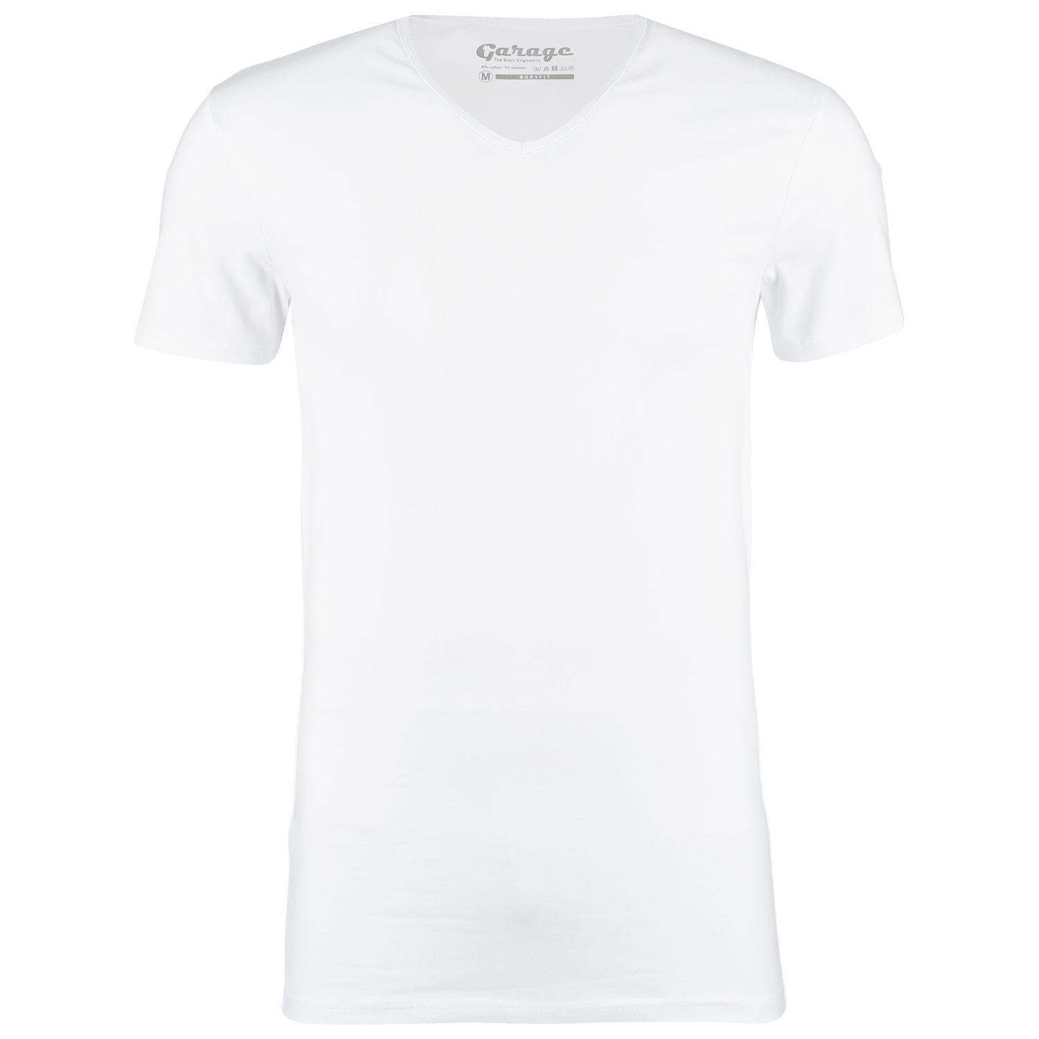 Garage tshirt v-neck body fit s/sl wit