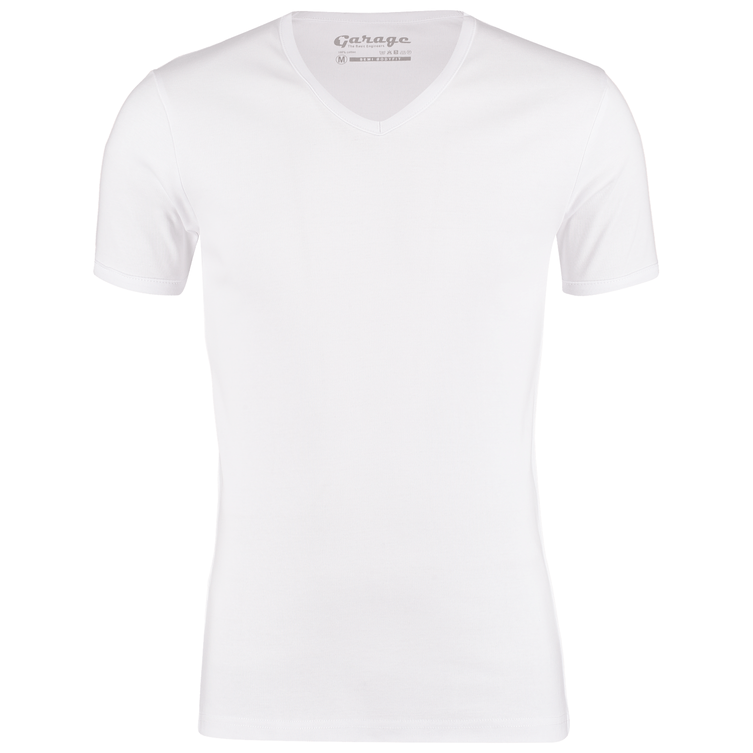 Garage tshirt v-neck semibody fit s/sl wit