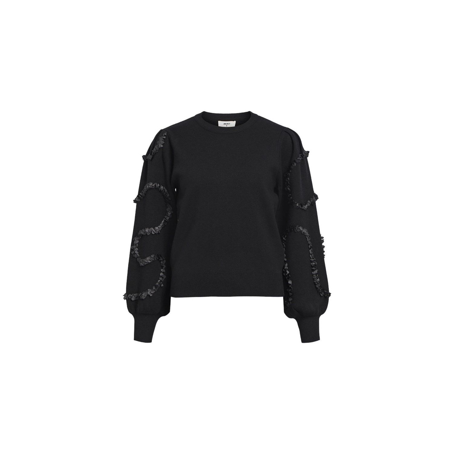 Object objdidi l/s o-neck knit pullover black