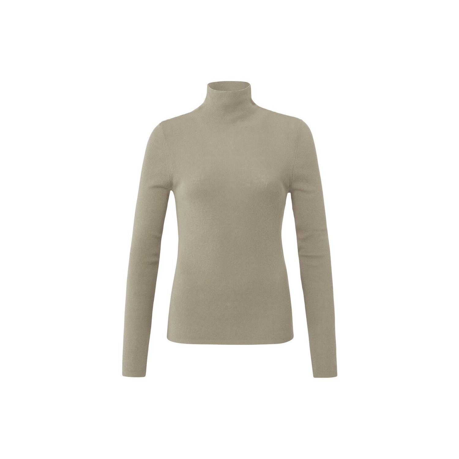 Yaya fine rib stitch sweater pure cashmere brown