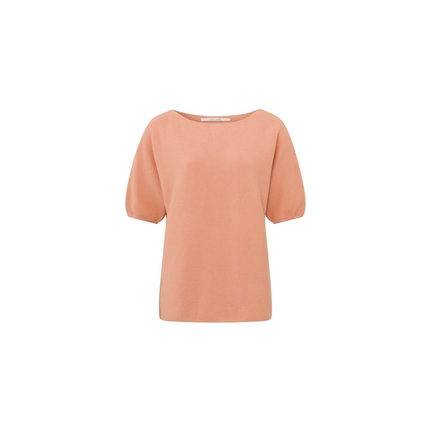 Yaya sweater boatneck puff sleeves coral orange