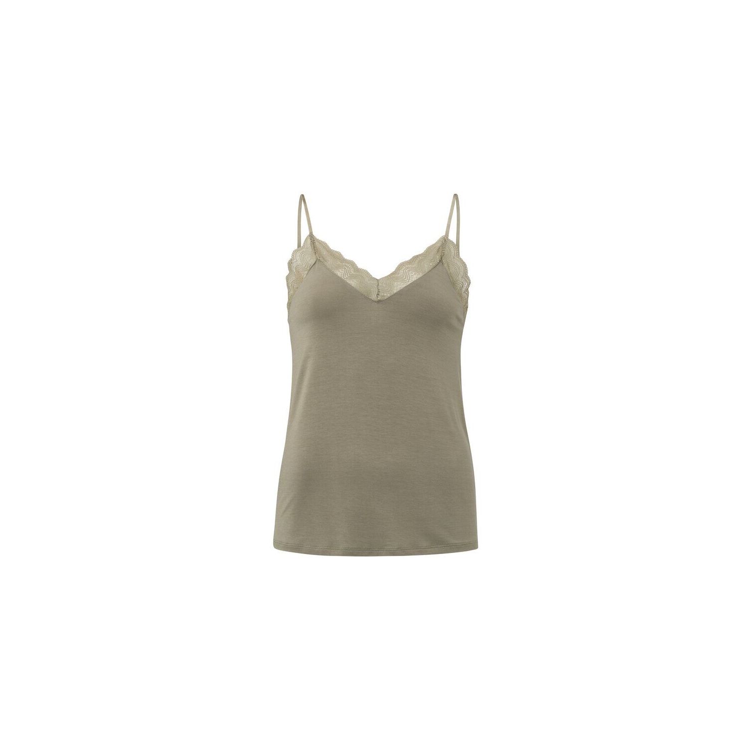 YAYA lace strappy top jersey body teak green