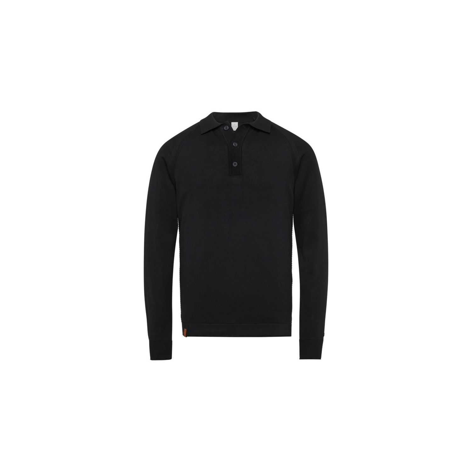 Cast Iron l/s polo cotton modal black