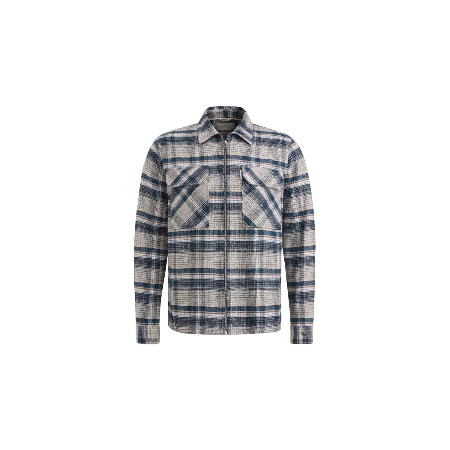 Cast iron l/s shirt mouline check silver birch