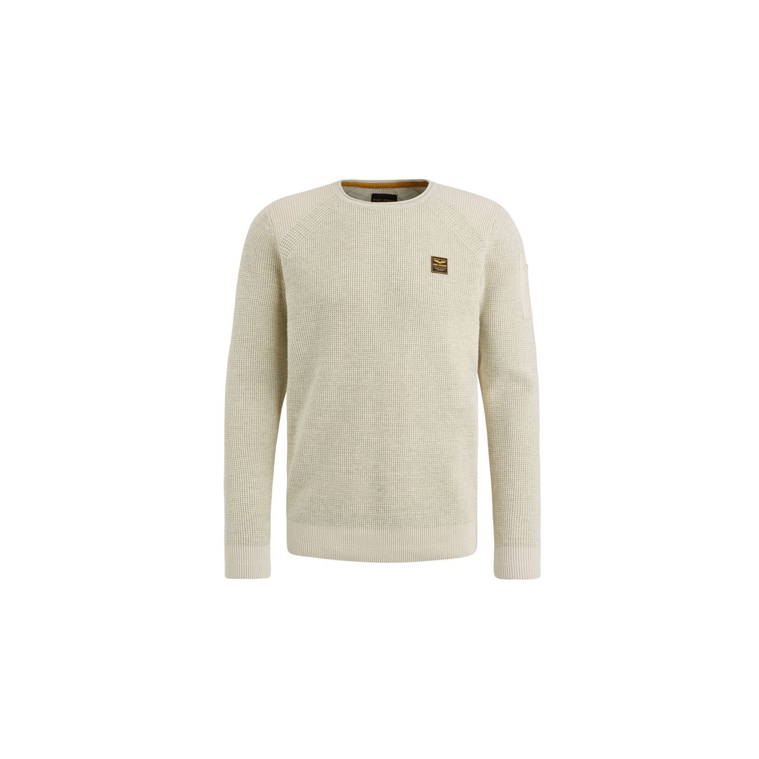 Pme legend r-neck cotton rib melee knit bone white