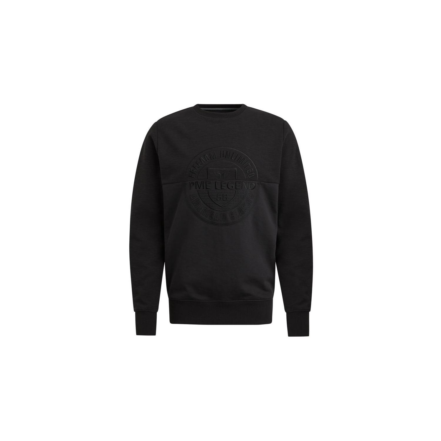 PME Legend crweneck slub-look jacquard sweat black