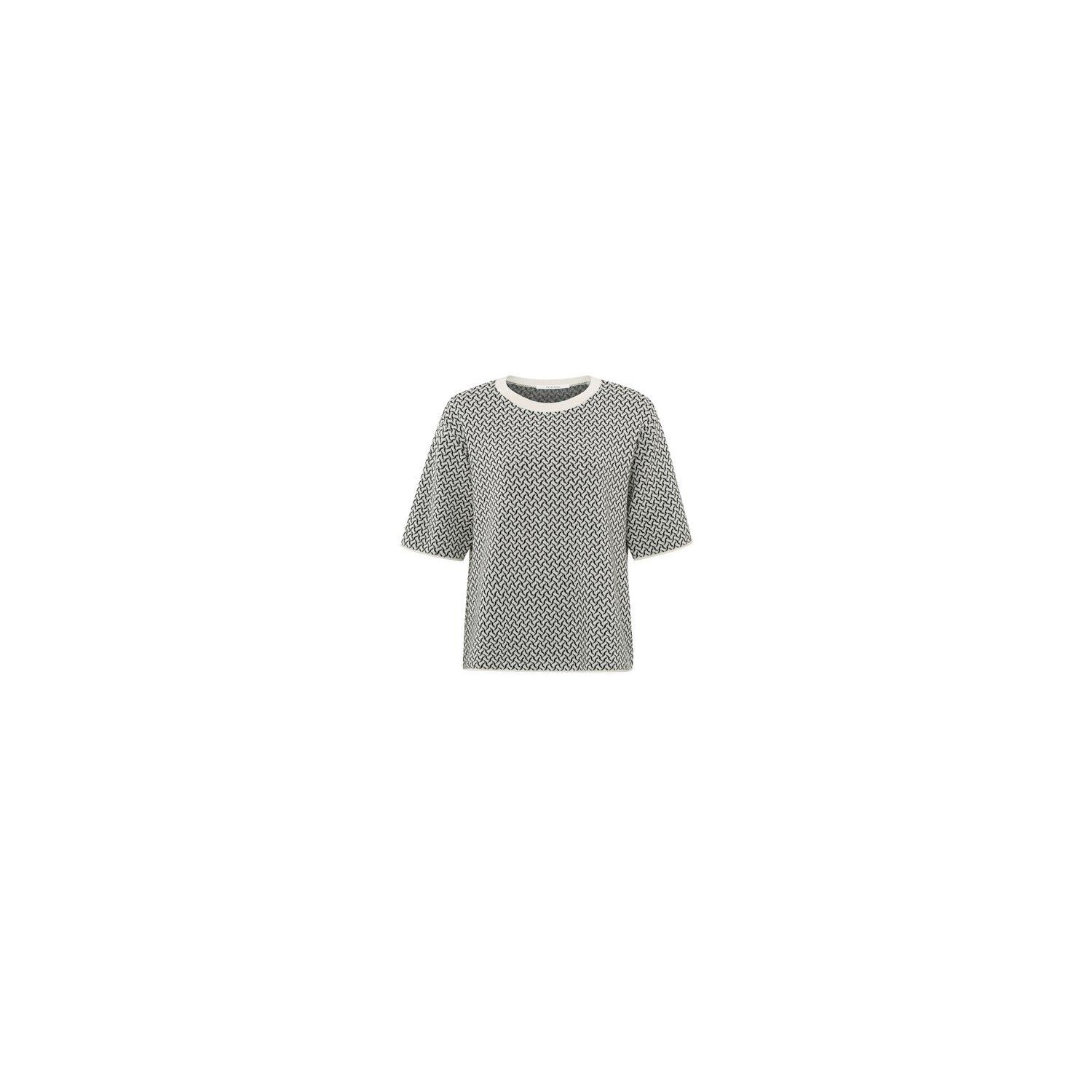 Yaya jacquard knitted t-shirt chalk white dessin