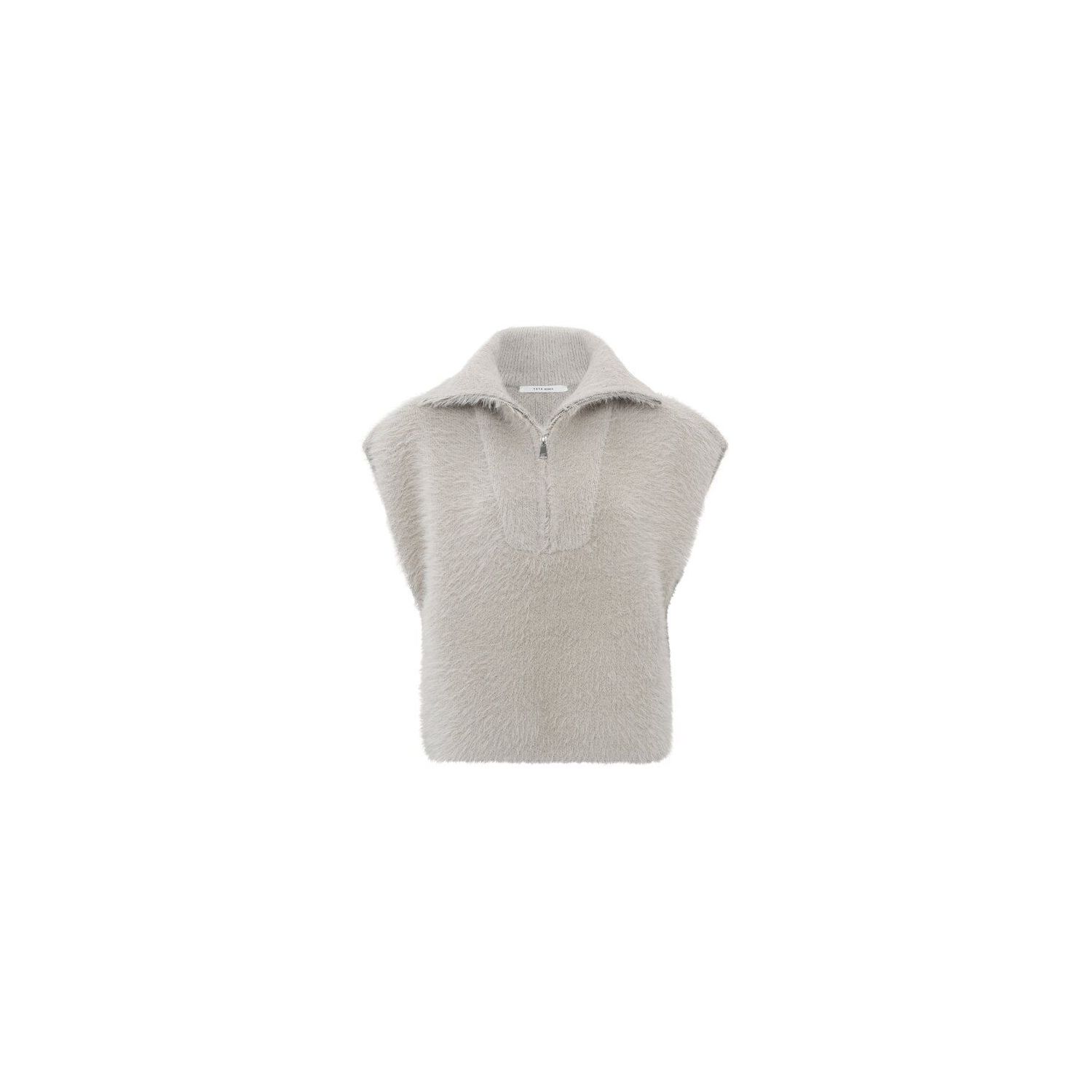 Yaya sleeveless fluffy sweater collar dove gray