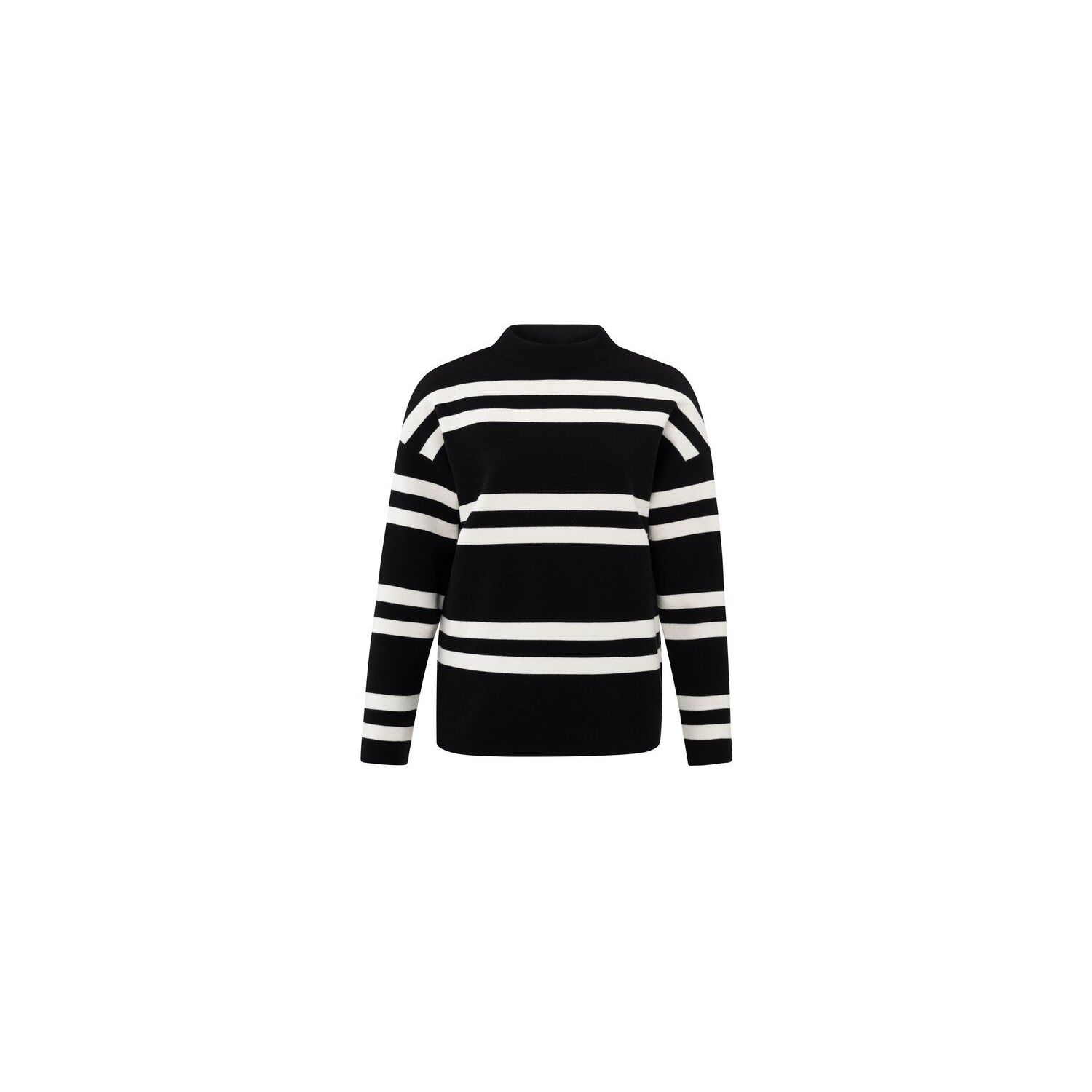 Yaya block stripe sweater high neckline black