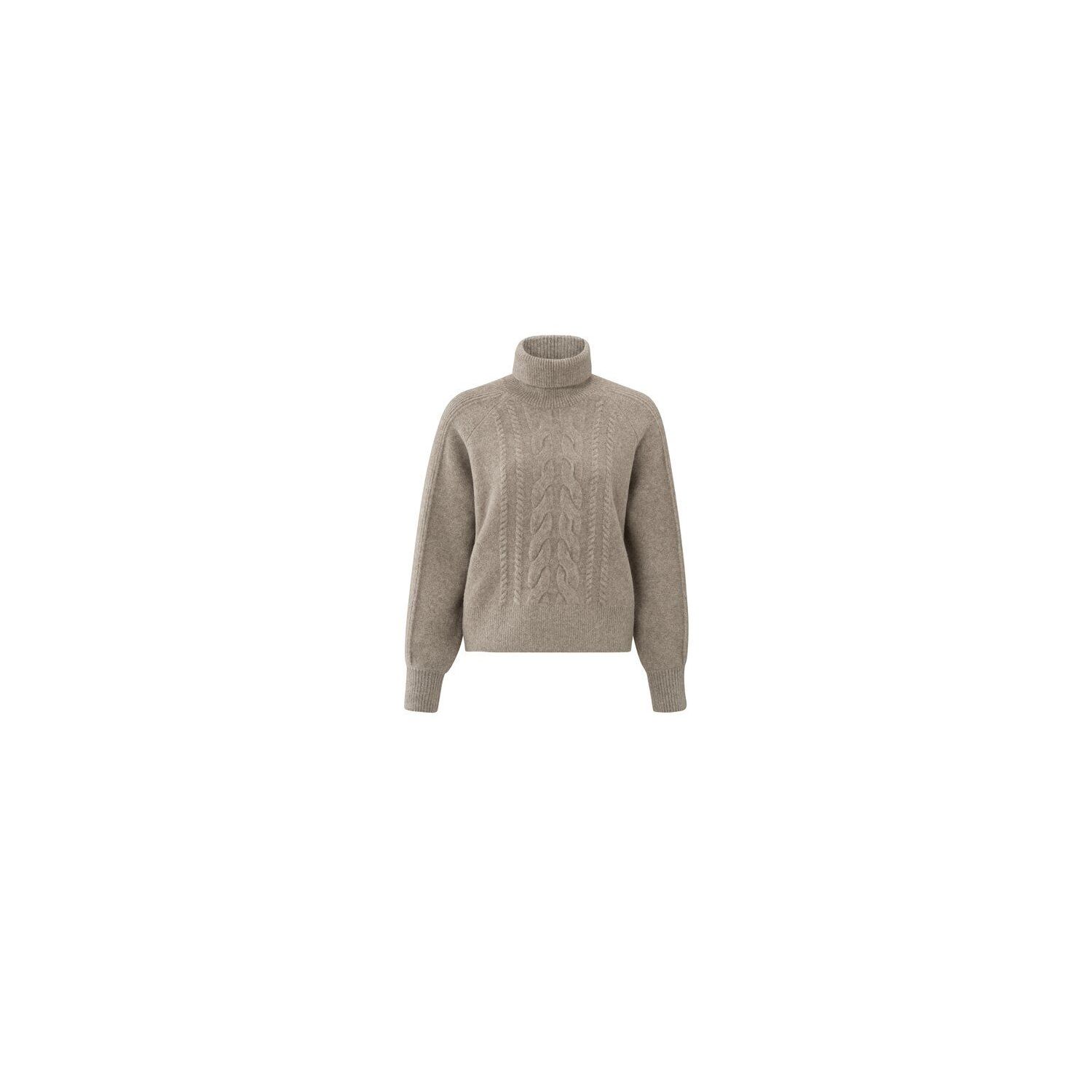 YAYA turtle neck cable sweater ls moon rock drak s