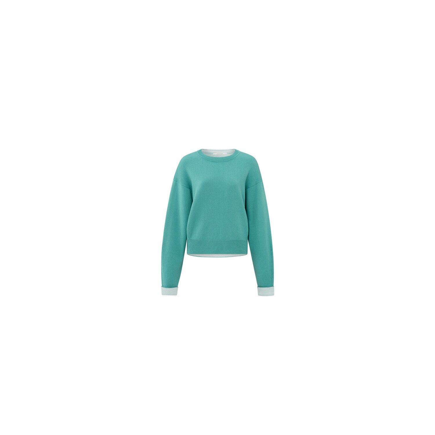 YAYA sweater contrast color inside lagoon blue