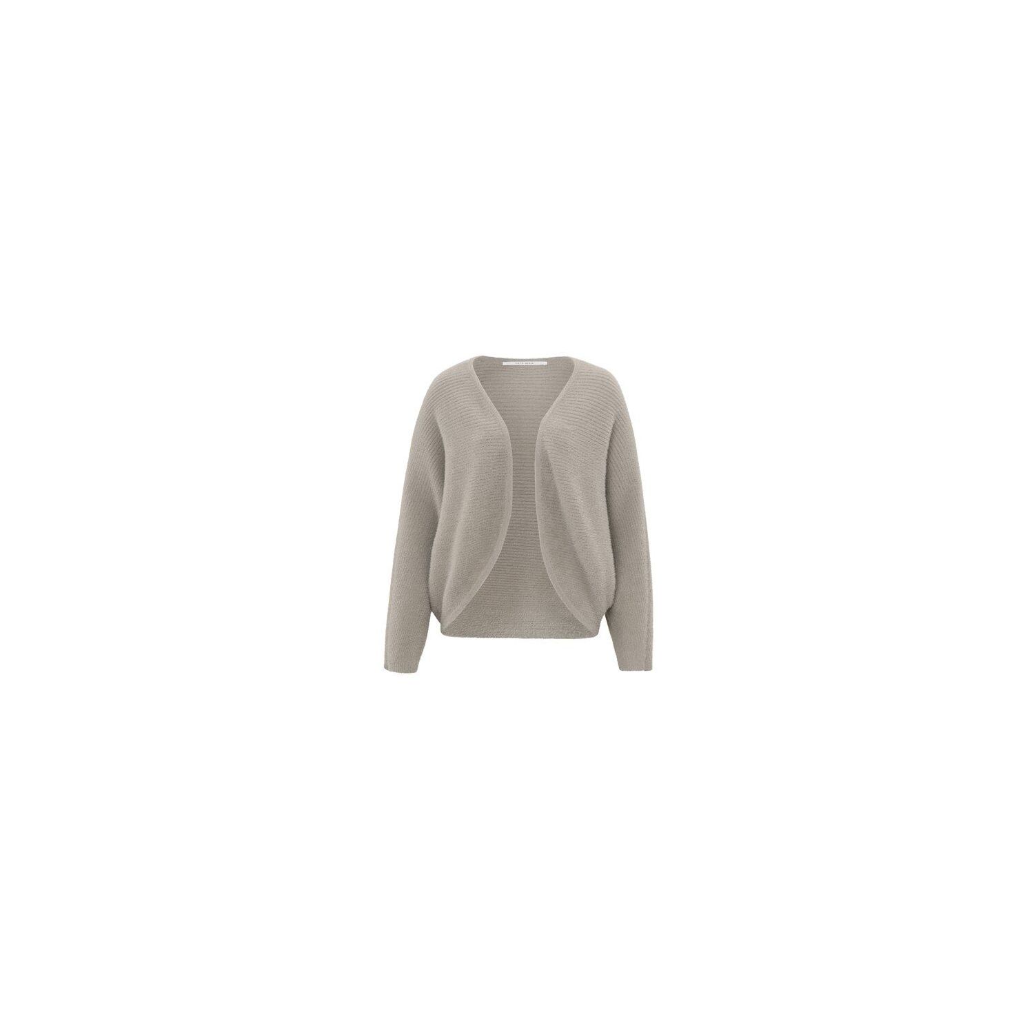 YAYA  fluffy rib bolero ls dark sand melange