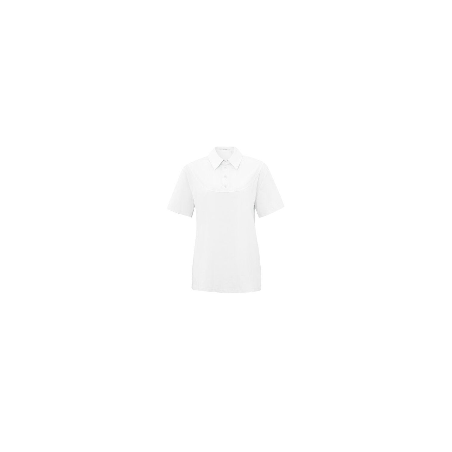 Yaya jersey top with woven shirt collar pure white