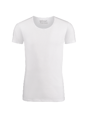 Garage tshirt deep r-neck body fit s/sl  wit