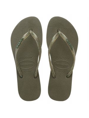 Havaianas slim logo metallic slipper green