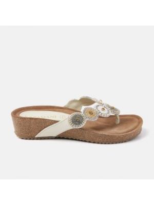 Lazamani Offwhite Toe Slippers Rounds Wedge