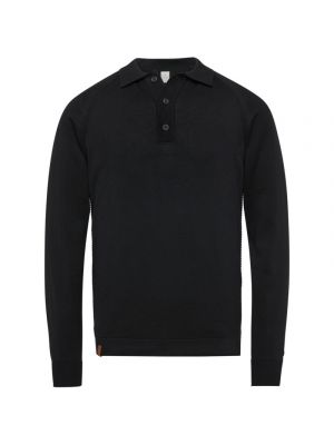 Cast Iron l/s polo cotton modal black