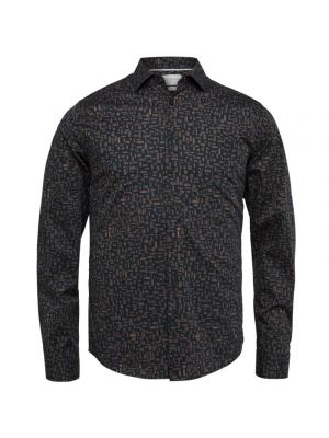 Cast Iron l/s shirt print on poplin stretch black