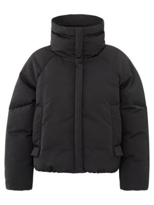 Yaya oversized cropped nylon puffer jacket black